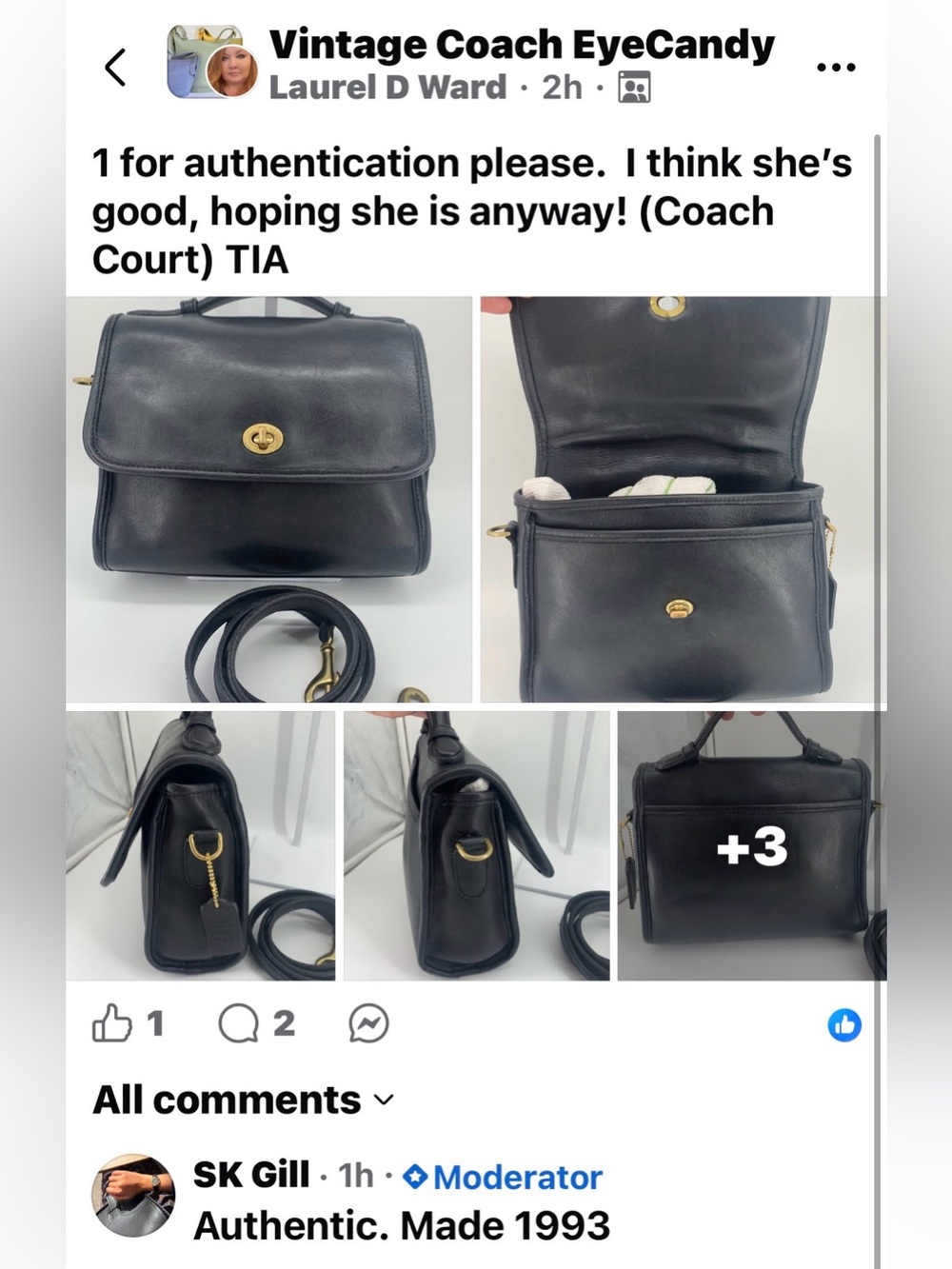 Coach Vintage ‘93 Court #9870 Crossbody Bag Black Leather, Made in USA- - Picture 11 of 11